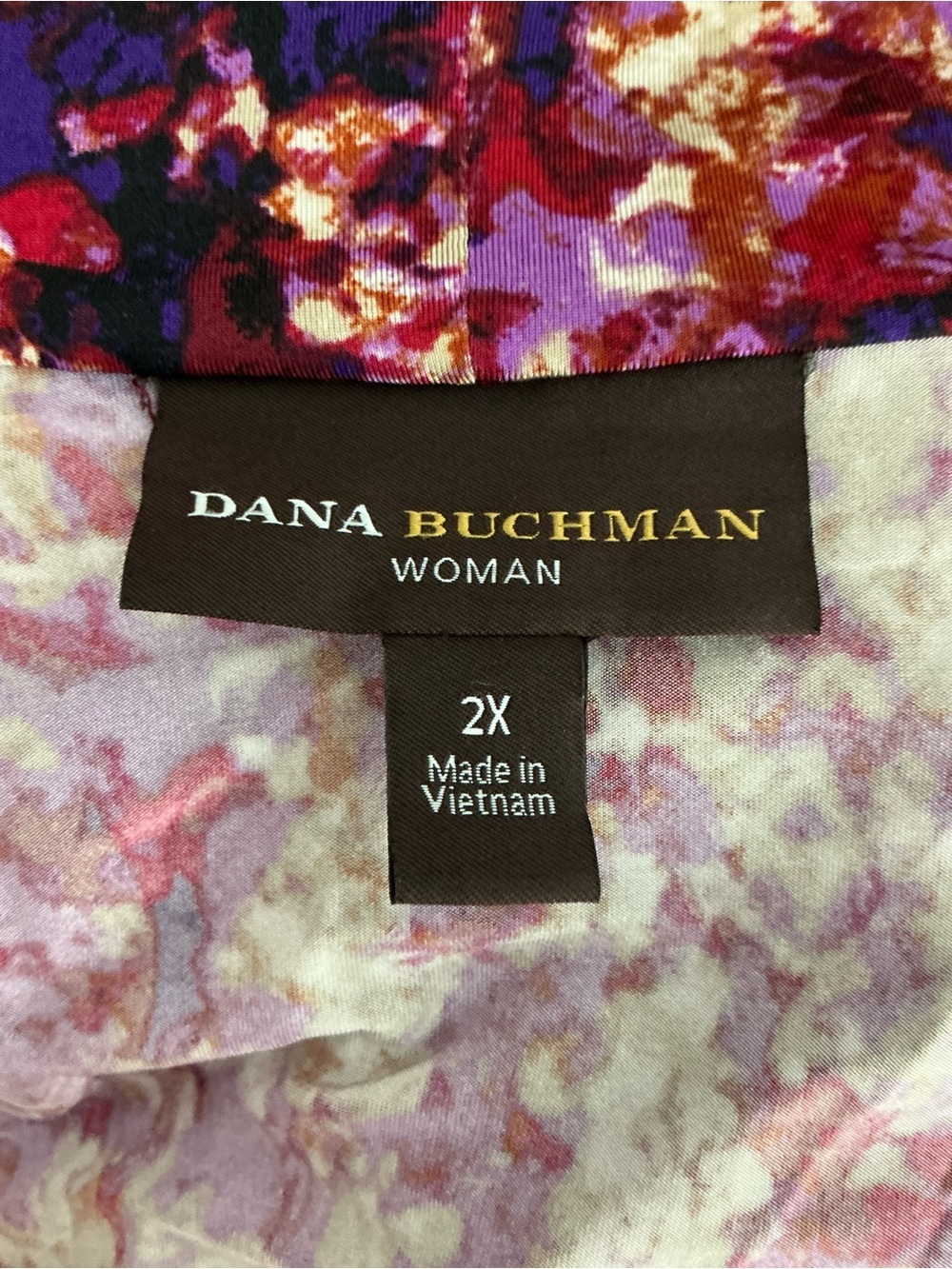 Dana Buchman Woman Abstract Cowl Neck Workwear Top Purple Size 2X - Picture 6 of 7